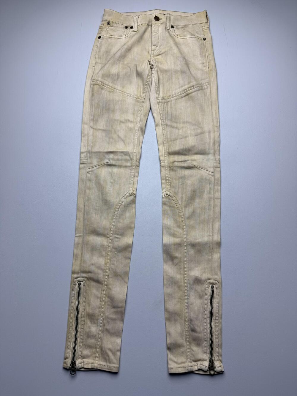 Ralph Lauren Jeans Womens 28 Beige Skinny Stretch Moto Ankle Zip Denim Pants
